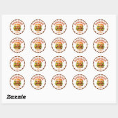 Hamburger Sticker | Juicy Burger Kawaii Label | Fa ラウンドシール (シート)