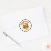 Hamburger Sticker | Juicy Burger Kawaii Label | Fa ラウンドシール (封筒)