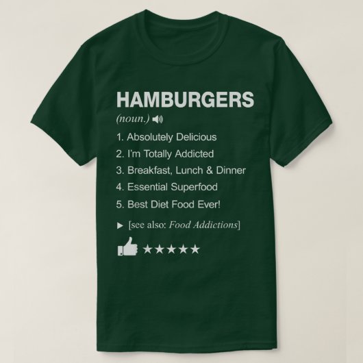 Hamburgers Definition Meaning Funny Tシャツ (デザイン正面)