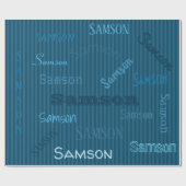 HAMbWGネームティール（緑がかった色）ストライプ ラッピングペーパー (フラット)