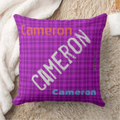 HAMbWGバニティピロー – 名前を追加 – Violet Plaid クッション (ブランケット)