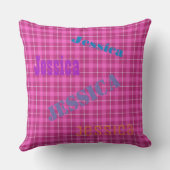 HAMbWGバニティーピロー – 名前を追加 – Pink Plaid クッション (裏面)