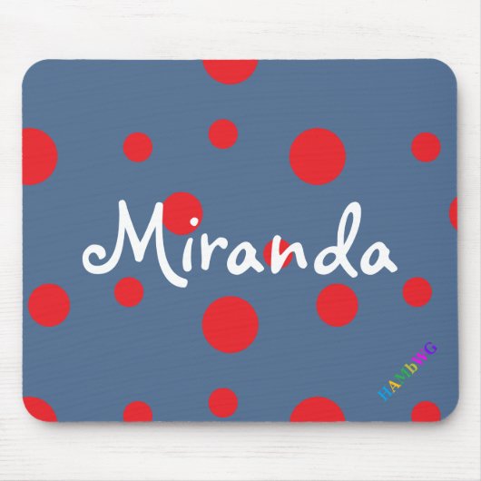 HAMbWG – コンピュータマウス – 赤水玉模様 マウスパッド (正面)