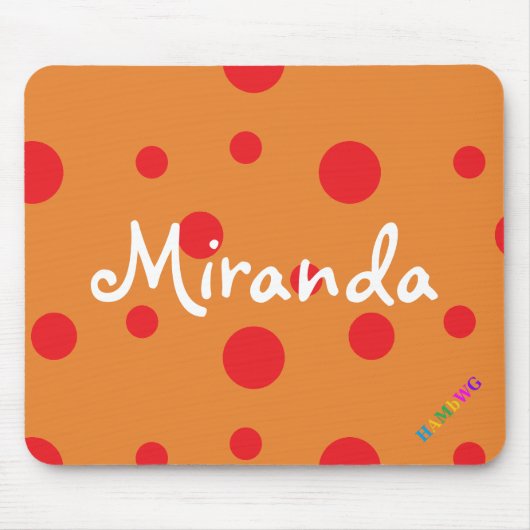 HAMbWG – コンピュータマウス – 赤水玉模様 マウスパッド (正面)