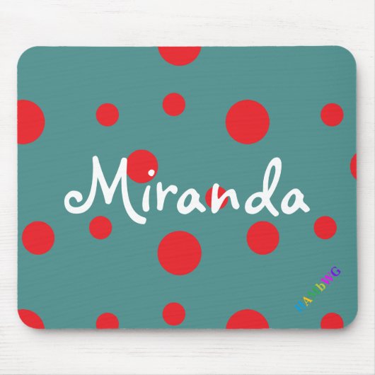 HAMbWG – コンピュータマウス – 赤水玉模様 マウスパッド (正面)