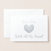 HAMbWG – シルバーフォイルカード – 金ゴールドハート 箔カード (封筒付き正面)