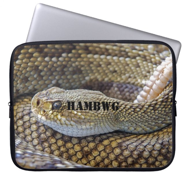HAMbWG スネーク柄 15" ネオプレン ラップトップスリーブ (正面)