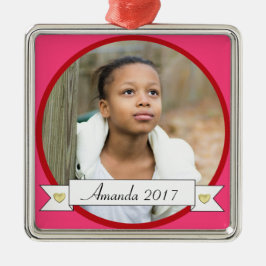 HAMbWG – ピンクと赤とバ縁どナー付き メタルオーナメント