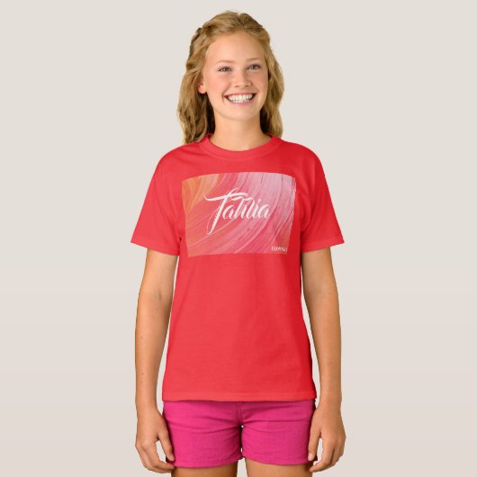 HAMbWG – 子供のTシャツ – オレンジピンク Tシャツ (正面フル)
