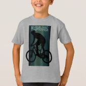 HAMbWG – 子供のTシャツ – ティール（緑がかった色）自転車ライダー Tシャツ (正面)