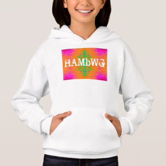 HAMbWG – 子供のTシャツ – ピンクオレンジグリーン (正面)