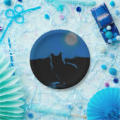 HAMbWG -紙プレート- Blue Cat and Moon ペーパープレート (パーティー)