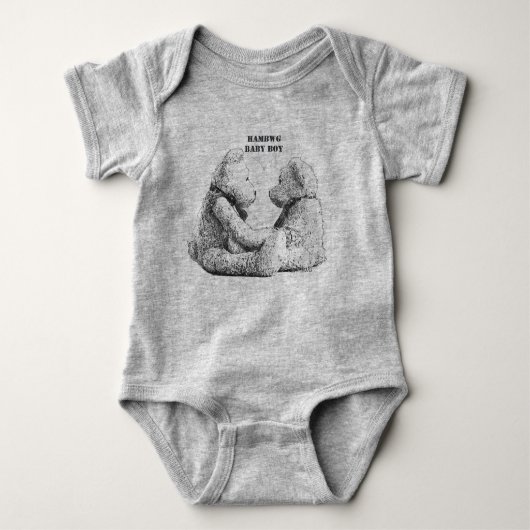 HAMbWG - TシャツまたはスナップTテディベア ベビーボディスーツ (正面)