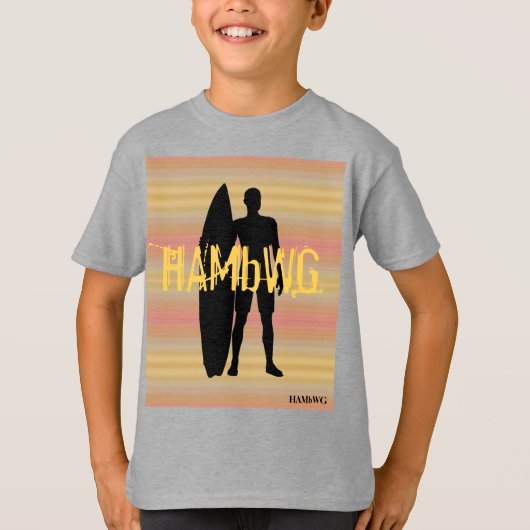 HAMbWG - Tシャツ – グラデーション淡い色のサーファー (正面)