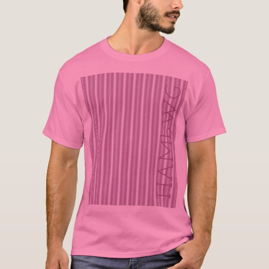 HAMbWG - Tシャツ – ピンクストライプ色 (正面)