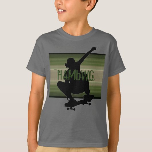 HAMbWG - Tシャツ – Olive SkateBoarder (正面)
