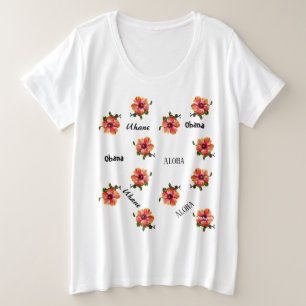 HAMbyWGハワイインハイビスカスアロハフラワートップ プラスサイズTシャツ