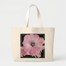HAMbyWGピンク淡い色のウィスピーの花 ラージトートバッグ
