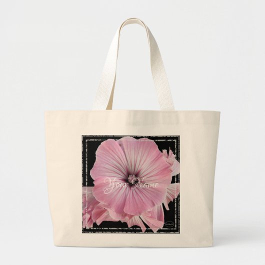HAMbyWGピンク淡い色のウィスピーの花 ラージトートバッグ (正面)