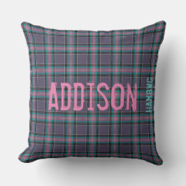 HAMbyWG装飾用クッション20インチLav.Gray/Pink/Aqua Plaid クッション