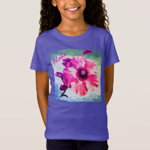 HAMbyWG – ガールズパープルハワイインハイビスカス Tシャツ