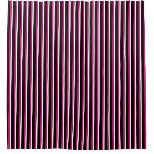 HAMbyWG – シャワーカーテン – Blk/Pink/Whストライプ (正面)