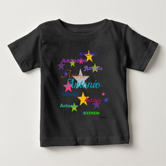 HAMbyWG – スターカラフル付きネーム・シャツ ベビーTシャツ (正面)