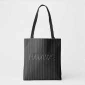 HAMbyWG – トートバッグ – 白黒ストライプ (正面)