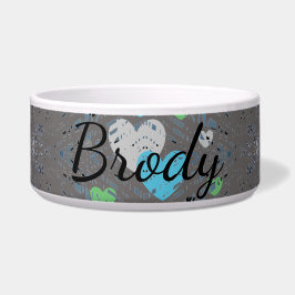 HAMbyWG – ドッグフードボウル – グレーグリーンブルーハート ボウル