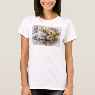 HAMbyWG – 女性のTシャツ – 水彩牡丹 Tシャツ