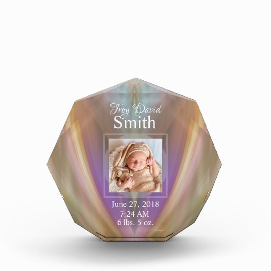 HAMbyWG -誕生写真と統計アクリル系記念品 フォトブロック (正面)