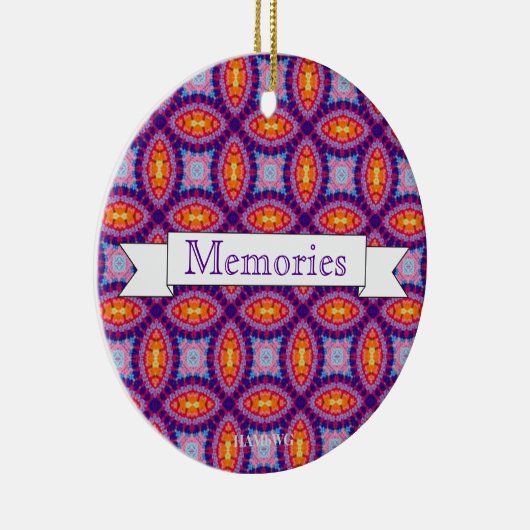 HAMbyWG - 1970年代の紫、オレンジ、アクアマクラメ セラミックオーナメント (右)