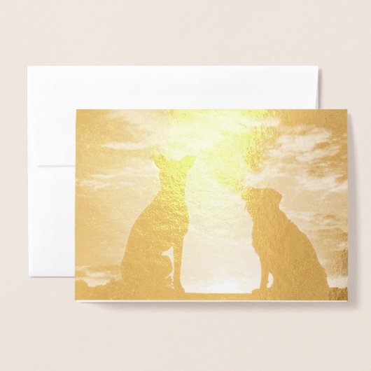 HAMbyWG - 2匹の犬 箔カード (封筒付き正面)