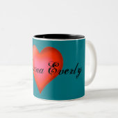 HAMbyWG - Personalizable Mug - Bright赤いハート ツートーンマグカップ (正面右)