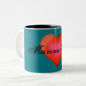 HAMbyWG - Personalizable Mug - Bright赤いハート ツートーンマグカップ (正面左)