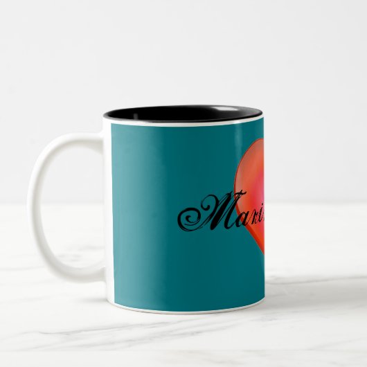 HAMbyWG - Personalizable Mug - Bright赤いハート ツートーンマグカップ (左)