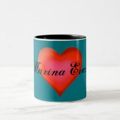 HAMbyWG - Personalizable Mug - Bright赤いハート ツートーンマグカップ (中央)