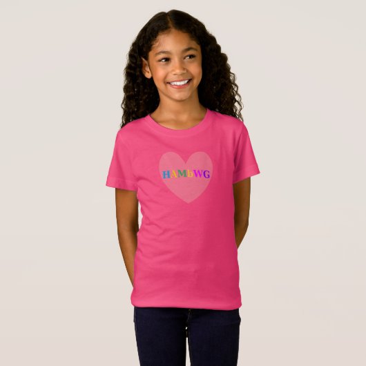 HAMbyWG - Tシャツ – ロゴ付きハート – ピンク (正面フル)