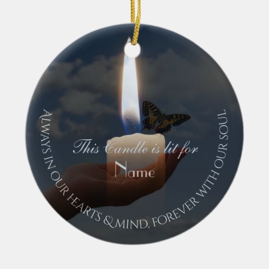 HAMbyWhiteGloveキャンドルバタフライトリビュートオーナメント セラミックオーナメント (正面)
