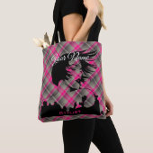 HAMbyWhiteGloveヘアドレッサーテーマとピンクプレイド トートバッグ (クローズアップ)