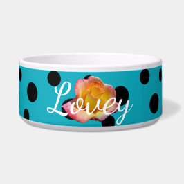 HAMbyWhiteGlove – ドッグフードボウル – ブラック水玉模様 ボウル
