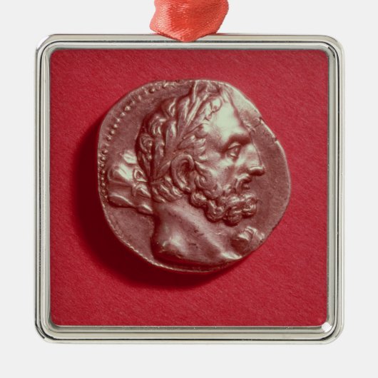 Hamilcarバルカの頭部に耐えるPunic硬貨 メタルオーナメント (正面)