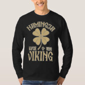 Hamingja Luck o the Viking Shamrock Aegeshjalmur V Tシャツ (正面)