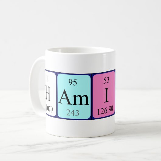 Hamishの周期表の名前のマグ コーヒーマグカップ (正面左)