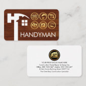 Hammer Home Silhouette Gold Handyman Tools 名刺 (正面/裏面)