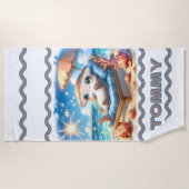 Hammerhead Haven：ビーチサイドパーソナライズされた脱出 ビーチタオル (正面)