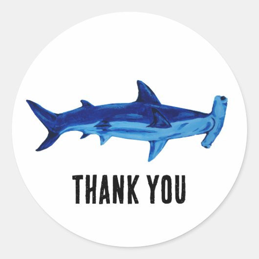 Hammerhead Shark 絵を描's Thank You ラウンドシール (正面)