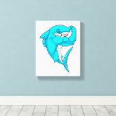 Hammerhead shark as Bodybuilder atボディビル キャンバスプリント (インサイチュ (ウッドフロア))