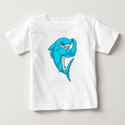 Hammerhead shark as Bodybuilder atボディビル ベビーTシャツ (正面)