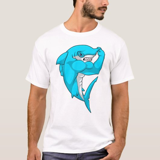 Hammerhead shark as Bodybuilder atボディビル Tシャツ (正面)